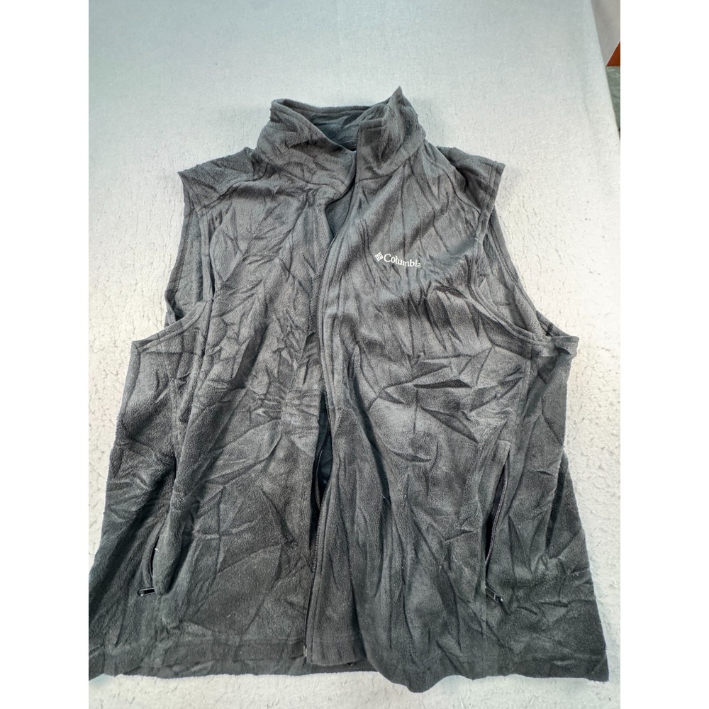 Columbia Sportswear Fleece Vest Mens 3X Gray Mock Neck Winter Outdoor Full Zip